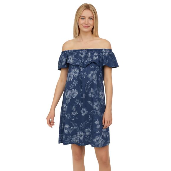 Disney Parks x Tommy Bahama MED Mickey Floral Shoulder Sundress Indigo NWT - Picture 1 of 8